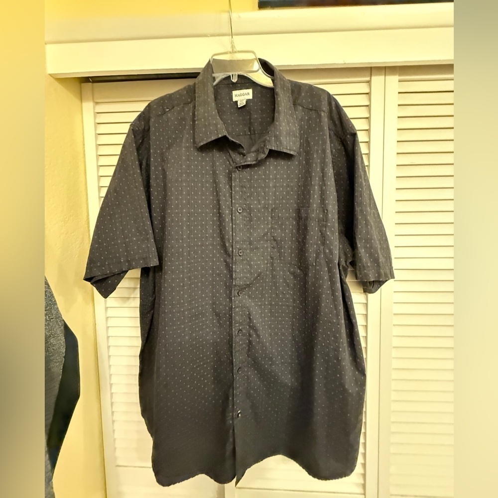 Haggar Sz 3XLT Men's Dark Gray Short Sleeve Button up Shirt